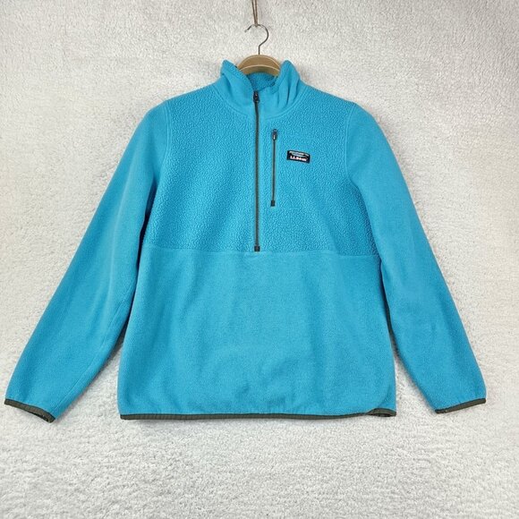 90s LL Bean Trail Fleece Large Blue Half Zip Pullover Gorpcore Vtg Sweatshirt - Picture 1 of 12